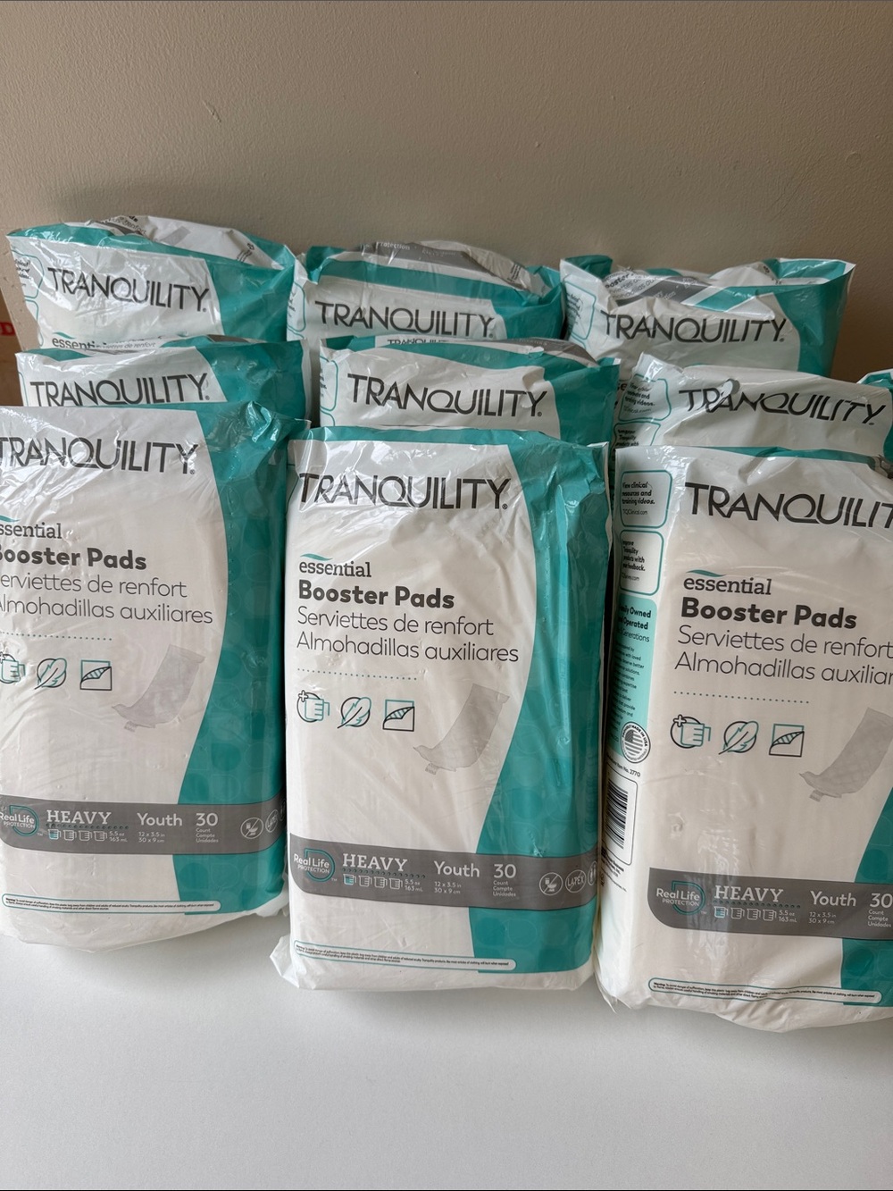 Tranquility Essential Booster Pads Adult Unisex Heavy Absorb 3.5’x12’ - 270 Pads